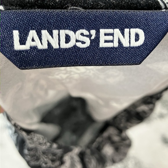 Lands End Dress Womens Size SP Black White Floral Sleeveless Fit Flare Casual - Picture 5 of 9